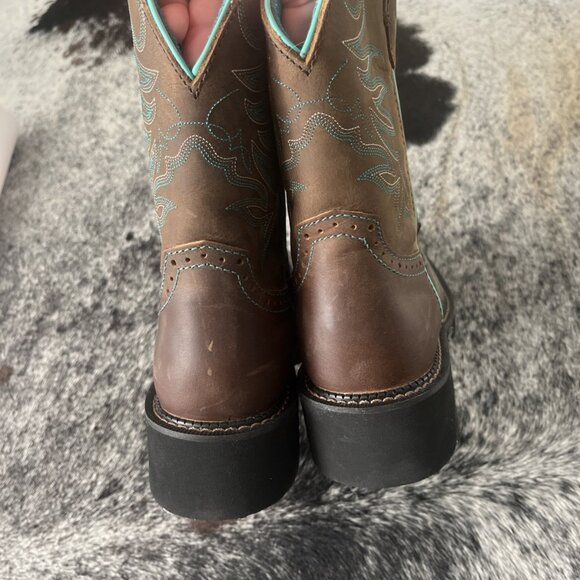 Justin Boots Gypsy Nettie Women's 9.5B Brown Teal Cowgirl Square Toe Western - Picture 5 of 5
